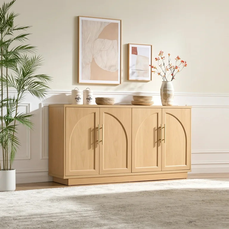 Fatmok Arched Sideboard Buffet Cabinet & TV Stand, 59'' Moder Arched Wood Console Table with Adju... | Walmart (US)