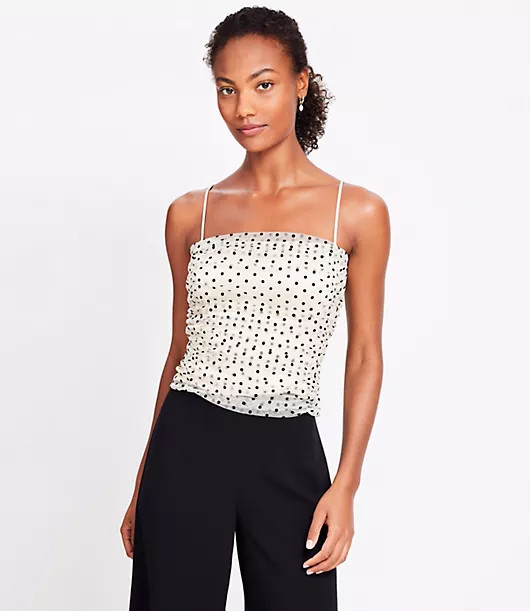 Loft Petite Velvet Dot Tulle Cami | LOFT