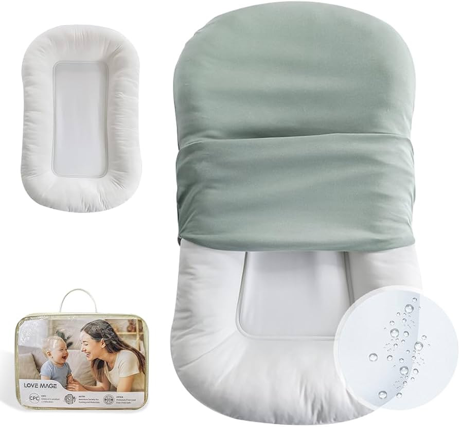 Infant Lounger, Baby Nest Cover, Soft Cotton and Waterproof Inner, Baby Floor Seat for Tummy Time... | Amazon (US)