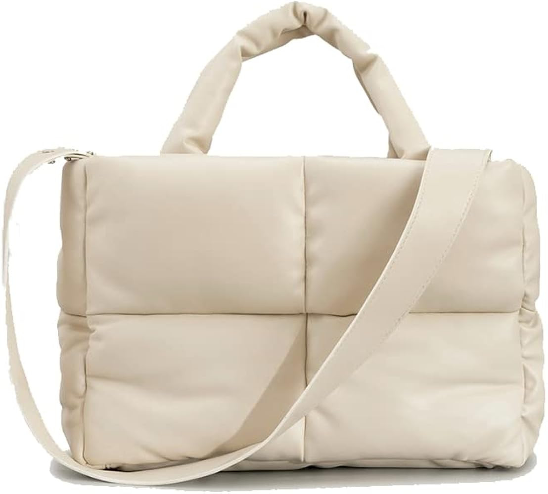 Tslqoldvm Puffer Tote Bag For Women Luxury Check Tote Bag Quilted Puffy Handbag Light Winter Down... | Amazon (US)