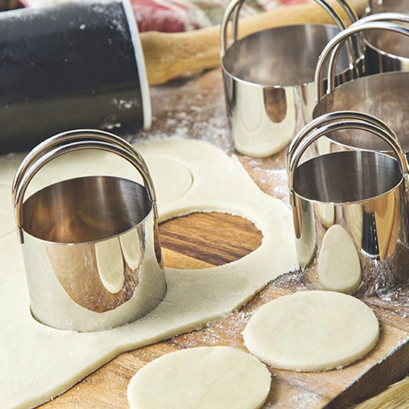 Semfri  5 pcak Cookie Cutters Circle Biscuit Butters Round Cookies Cutter with Handle Professiona... | Walmart (US)
