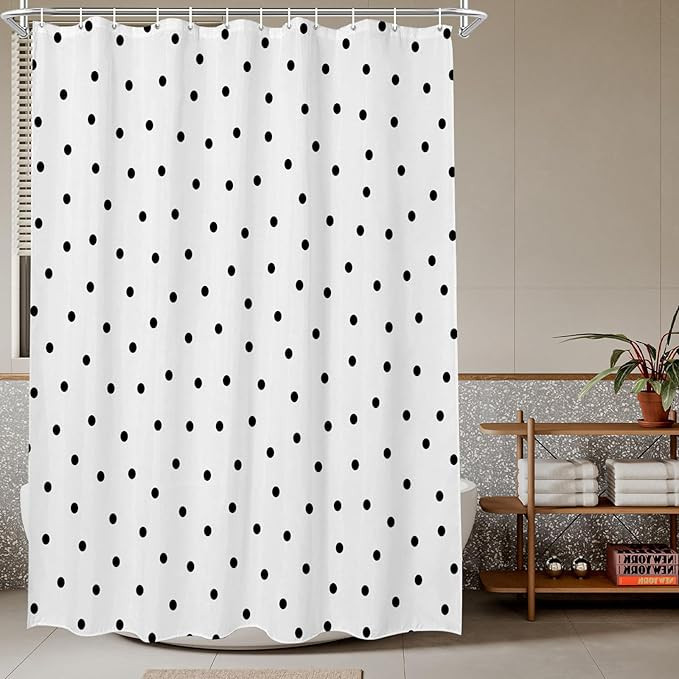 Polka Dot Shower Curtain Black and White Small Circle Bath Curtains Decor Sets Grommet with Hooks... | Amazon (US)