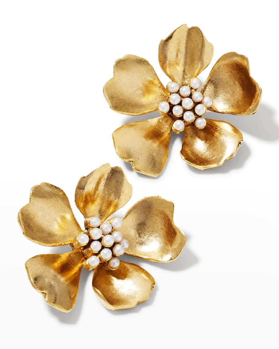 Oscar de la Renta Tropical Flower Stud Earrings | Neiman Marcus