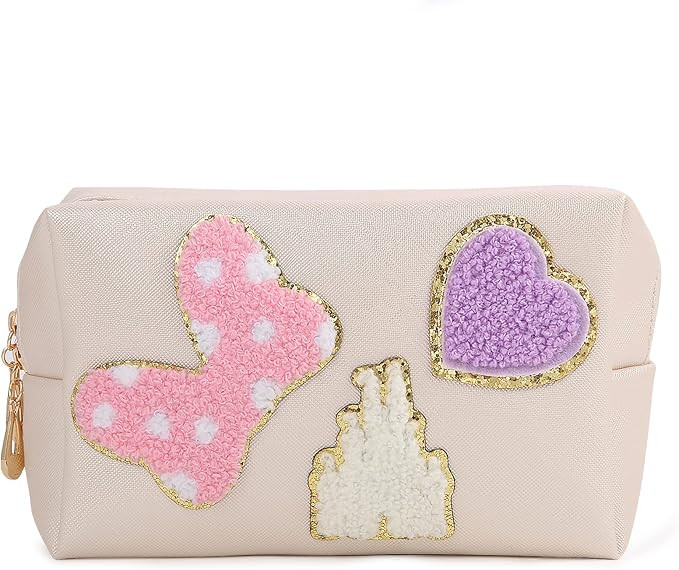 Dripykiaa Small Makeup Bag, Portable Waterproof Small Toiletry Bag with Bowknot Castle Heart Prep... | Amazon (US)