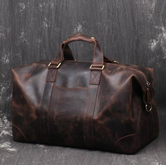 Personalized Mens Travel Bag Full Grain Leather Duffel Bag - Etsy | Etsy (US)