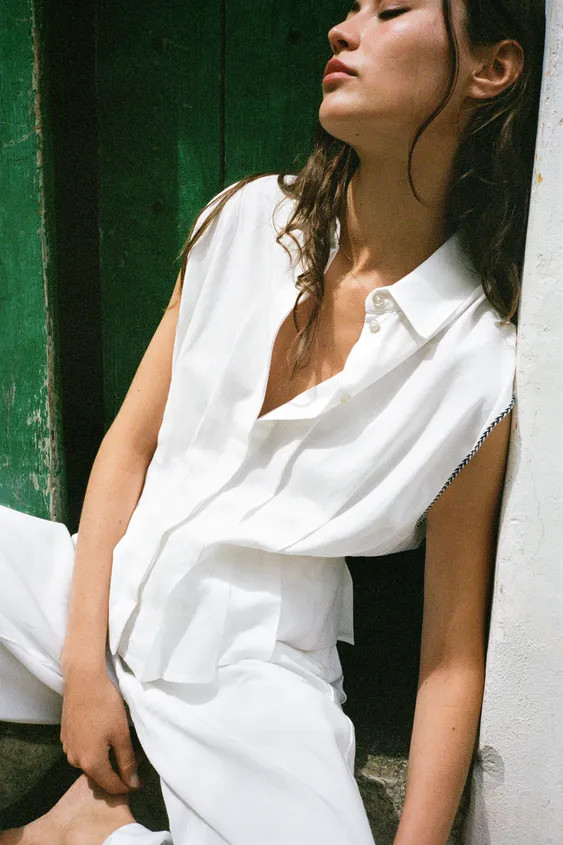 LINEN DARTED TOP | Zara US