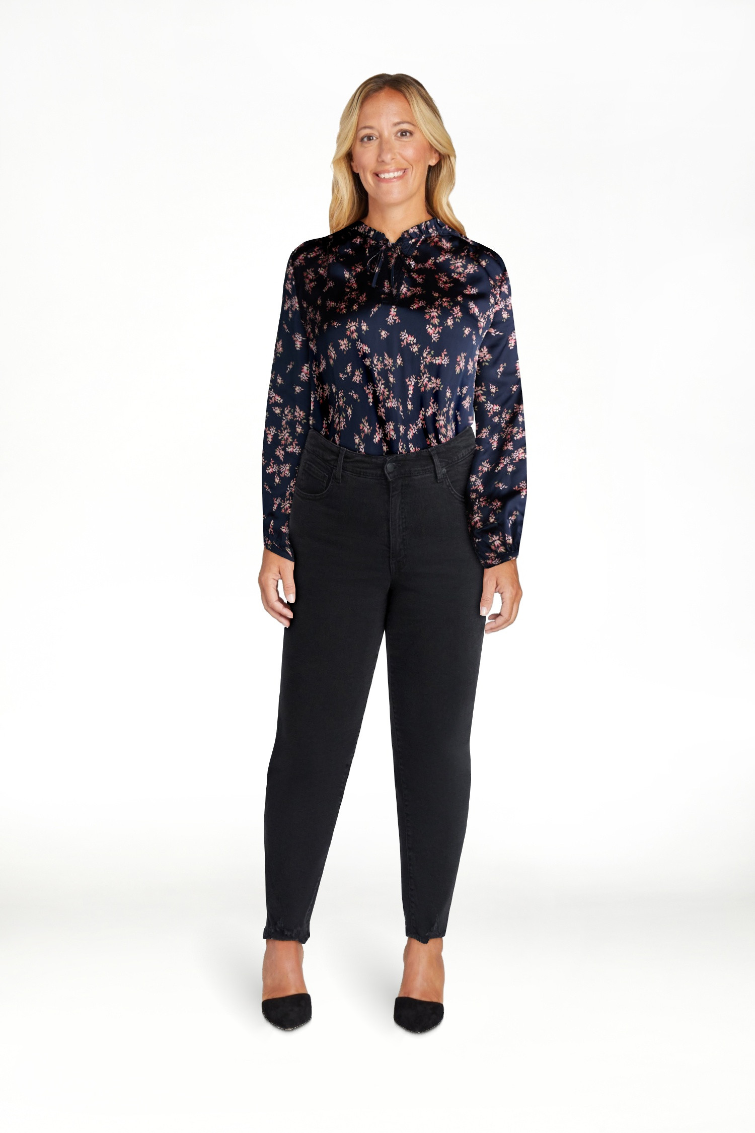 Time and Tru Women's High Rise Straight Leg Destructed Hem Jeans, 26" Inseam, Sizes 0-20 | Walmart (US)