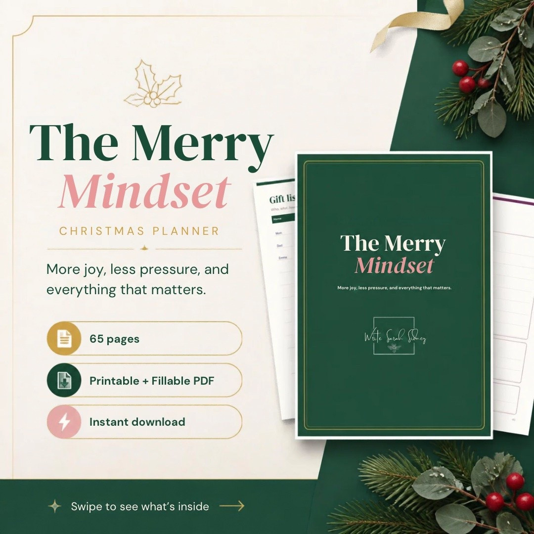 The Merry Mindset is a 65-page planner for gifts, food, memories, and the part most planners skip: deciding what actually matters to you this year.

✨ Gift list + budget tracker
🍪 Menu, grocery and baking planner
🥂 Hosting checklist
😂 A social battery tracker (yes, really)

Print it or fill it in on your computer. Instant download. Shop Now! 

#Christmas #christmasplanner #christmasprintables #holidayplanner #christmasplanning #christmasorganization #holidayplanning #printableplanner #digitalplanner #plannerprintables

#LTKSaleAlert #LTKSeasonal #LTKHome