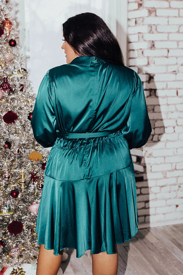 First Class Ticket Satin Dress In Teal Curves | Impressions Online Boutique