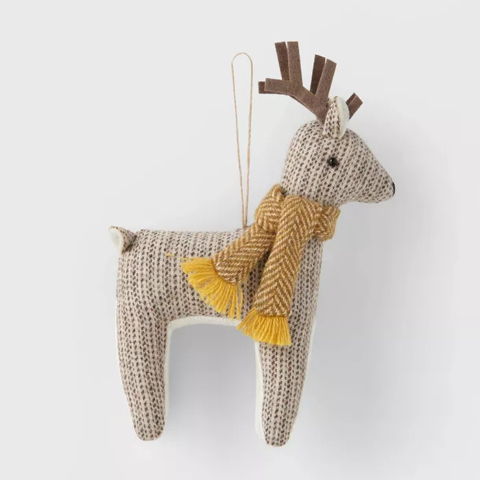 Reindeer Christmas Tree Ornament Brown with Yellow Scarf - Wondershop™ | Target