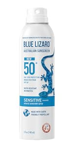 BLUE LIZARD Mineral Sunscreen Sensitive SPF 50+ Spray, 5 Ounce | Amazon (US)
