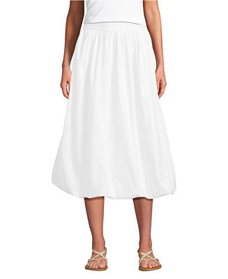 Women's Poplin High Rise Bubble Hem Midi Skirt | Macy's