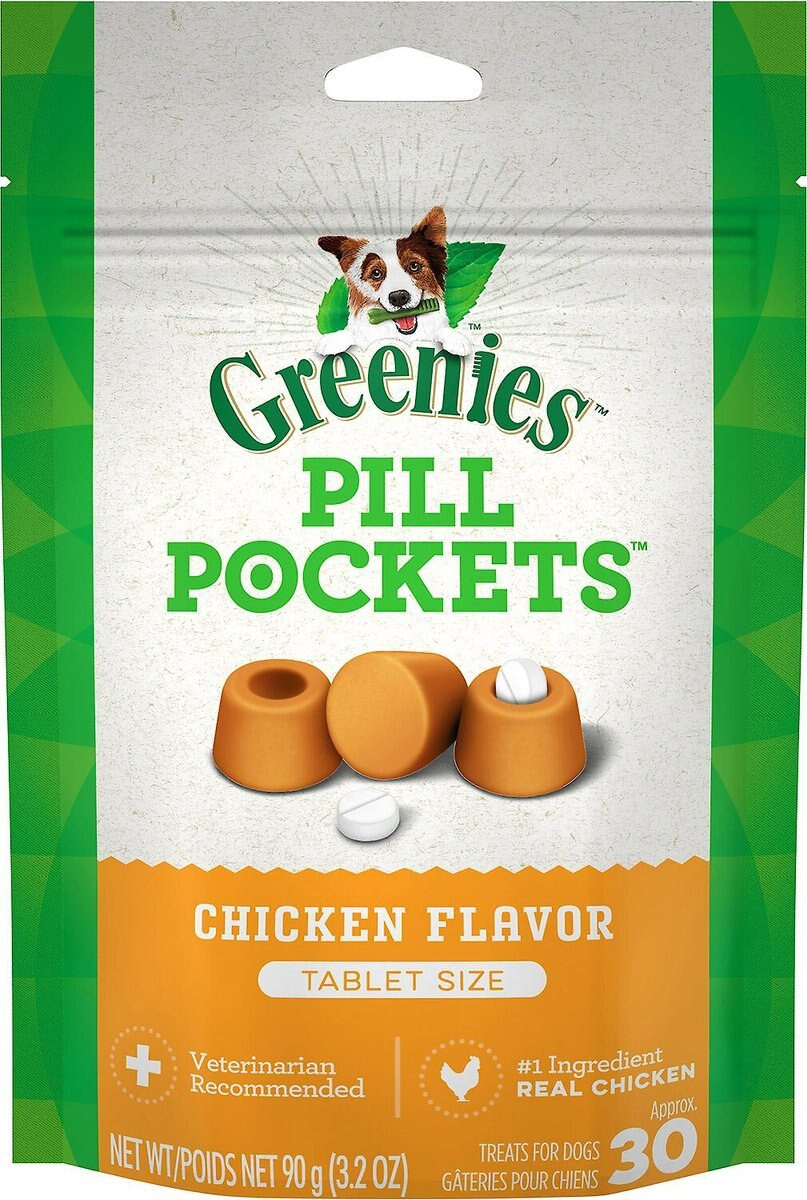 GREENIES Pill Pockets Canine Chicken Flavor Dog Treats, Tablet Size, 30 count - Chewy.com | Chewy
