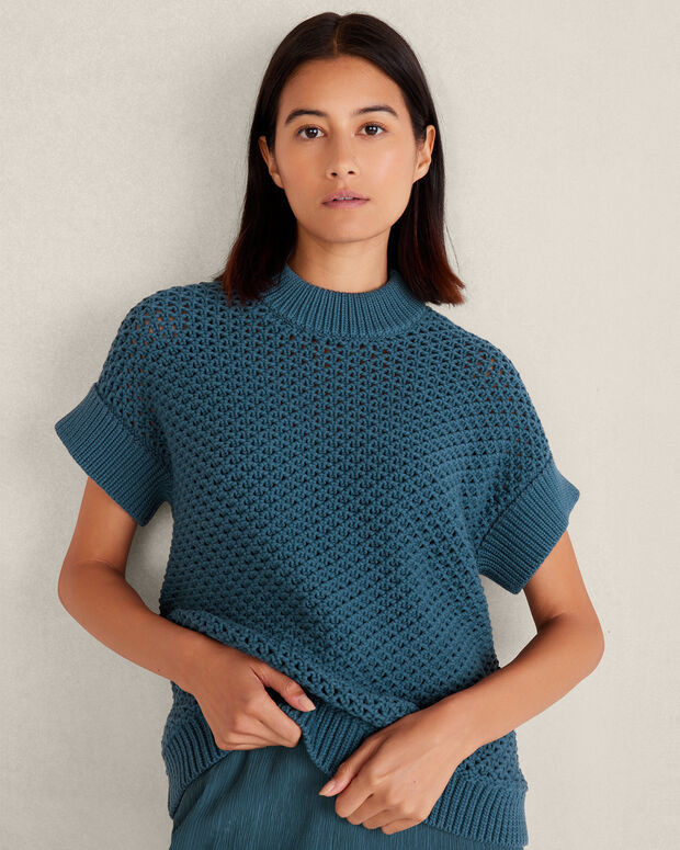 Organic Cotton Knot Stitch Crewneck Sweater | Talbots
