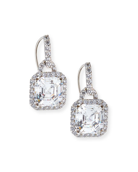 Fantasia by DeSerio 3.5ct Asscher Cut Cubic Zirconia Earrings | Neiman Marcus