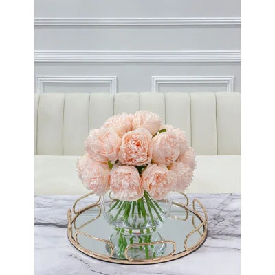 Peony Stems Pink Peach Large Head - Artificial Faux Peony Stems - French Country Faux Flowers Stems | Wayfair North America