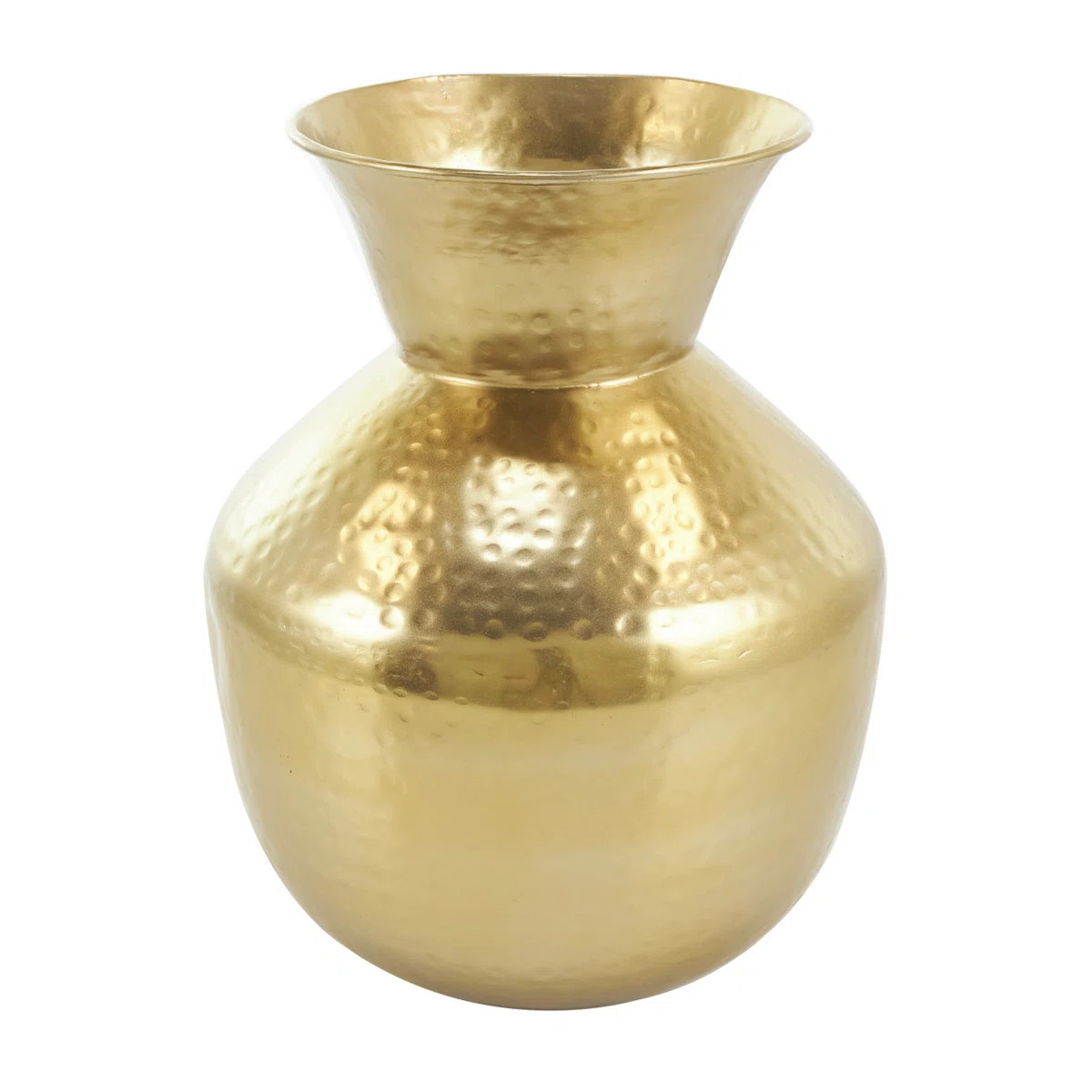 Metal Hammered Spotted Decorative Gold Vase with Fluted Top | Wayfair North America