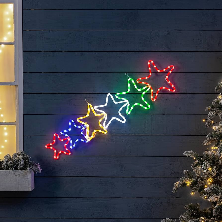 CHRISTOW Star Christmas Light Outdoor Decoration, Energy Efficient LED Rope Light, Wall Mountable... | Amazon (UK)