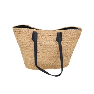Saro Lifestyle Chic Straw Tote Bag, 19"x11", Black | Target