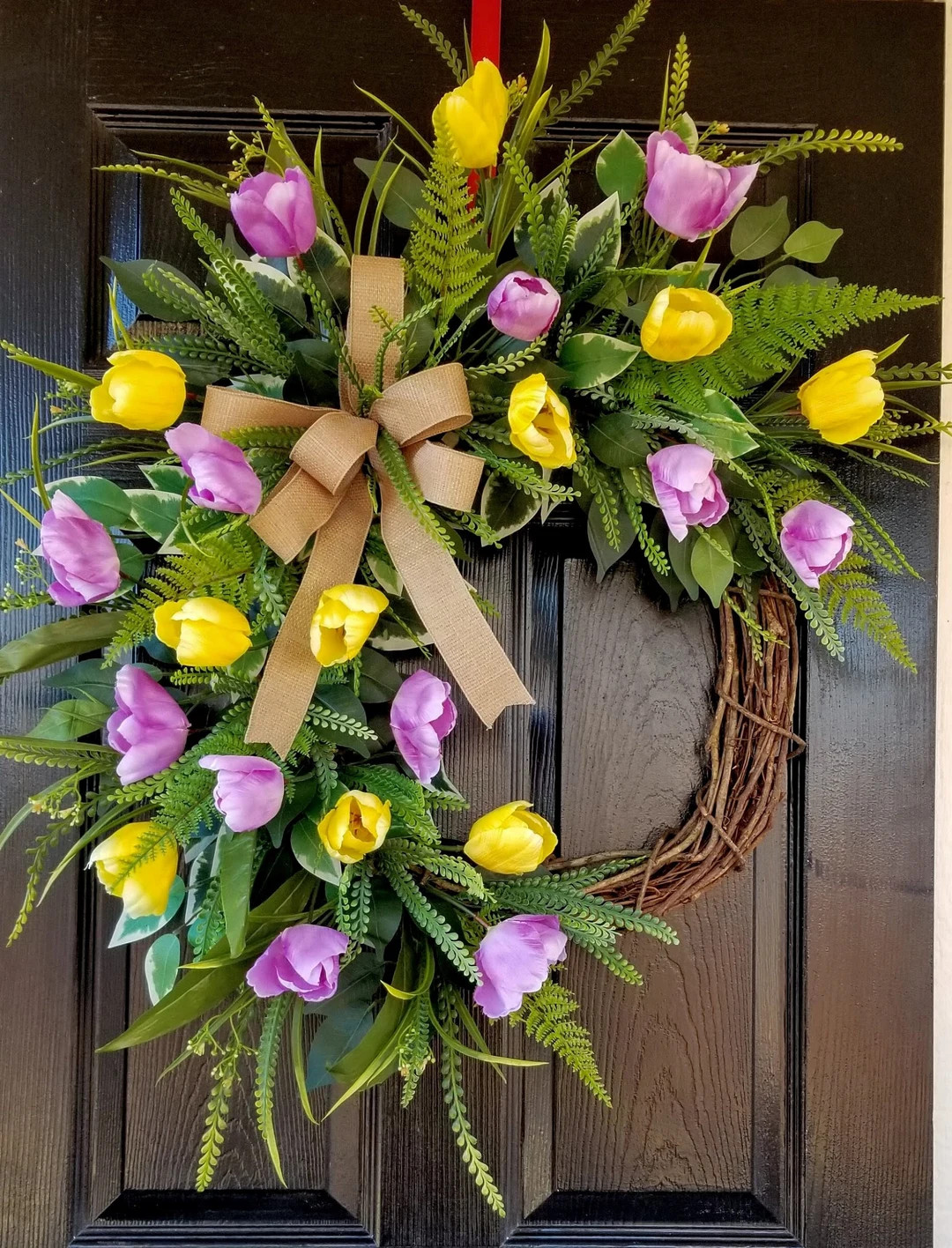 Spring Door Wreath, Spring Tulip Wreath, Tulip Door Wreath, Easter Wreath, Wreath for Front Door ... | Etsy (US)