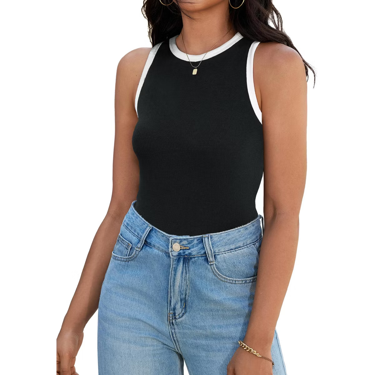 ATHLECHIC Women's Ribbed Summer Crew Neck Sleeveless Casual Fitted Tank Tops | Target