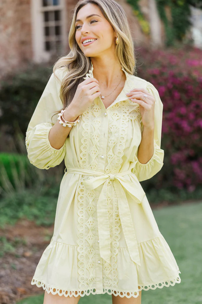 Sweet Gatherings Yellow Crochet Dress | The Mint Julep Boutique