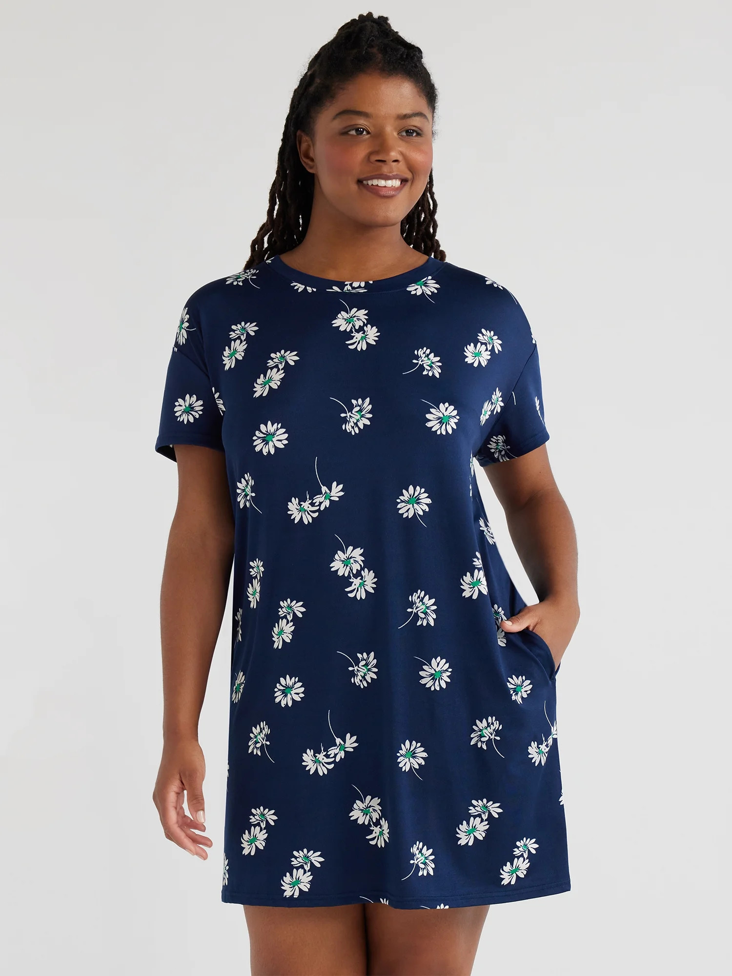 Joyspun Women's Short Sleeve Sleepshirt, Sizes S/M to 2X/3X | Walmart (US)