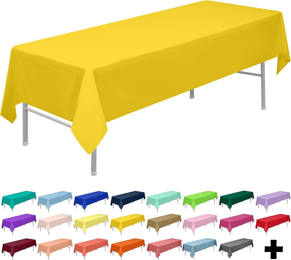 PARTY ULYJA Yellow Tablecloths Plastic 3-Pack Premium 54 Inches x 108 Inches Disposable Table Cov... | Amazon (US)