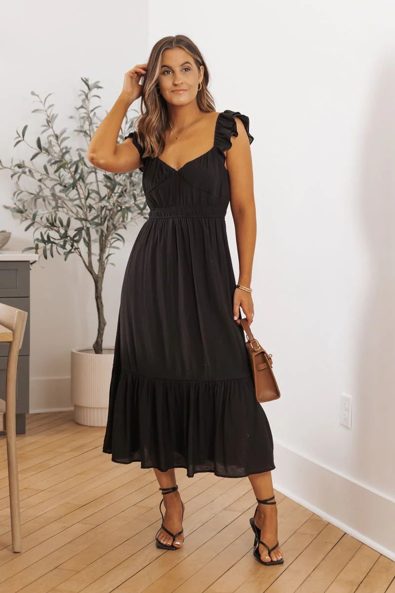 Black V Neck Tiered Maxi Dress | Magnolia Boutique