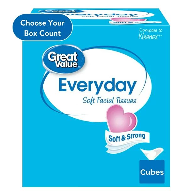 Great Value Everyday Soft Facial Tissues, 320 Sheets, 4 Pack | Walmart (US)
