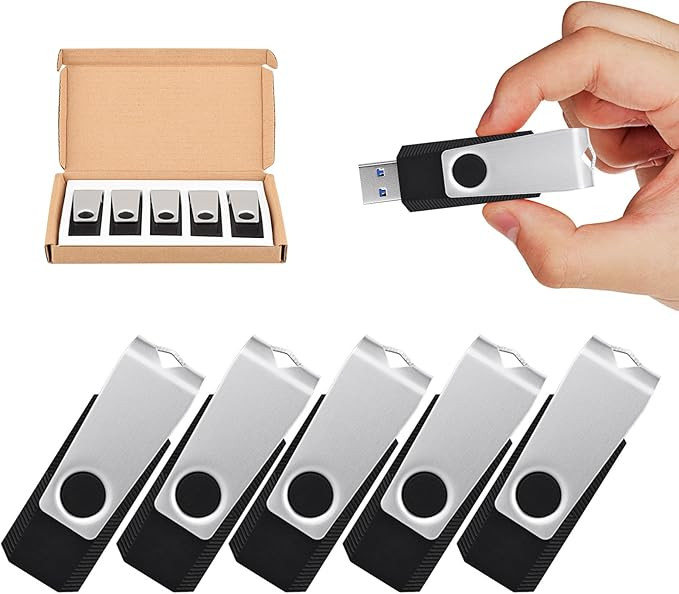 TOPESEL 5 Pack 32GB USB 3.0 Flash Drive Memory Stick Thumb Drives USB Flash Drive Jump Drive, Bla... | Amazon (US)