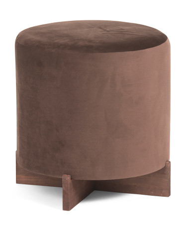 18x18 Modern Teddy Ottoman With Wooden Base | TJ Maxx