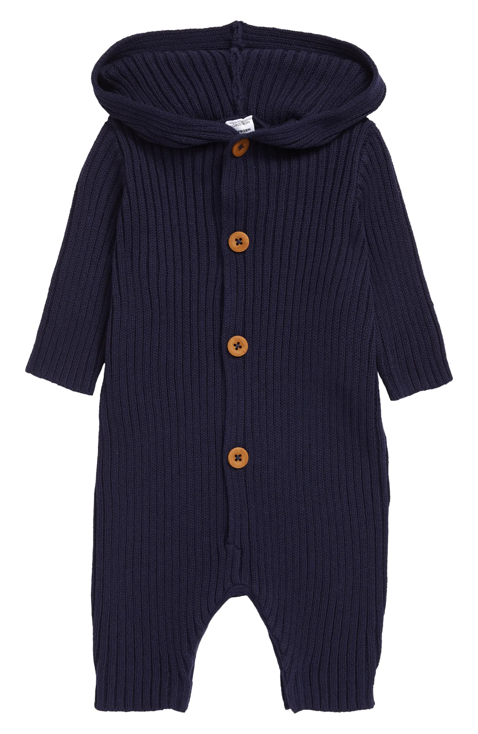 Nordstrom Ribbed Cotton Hooded Sweater Romper | Nordstrom | Nordstrom