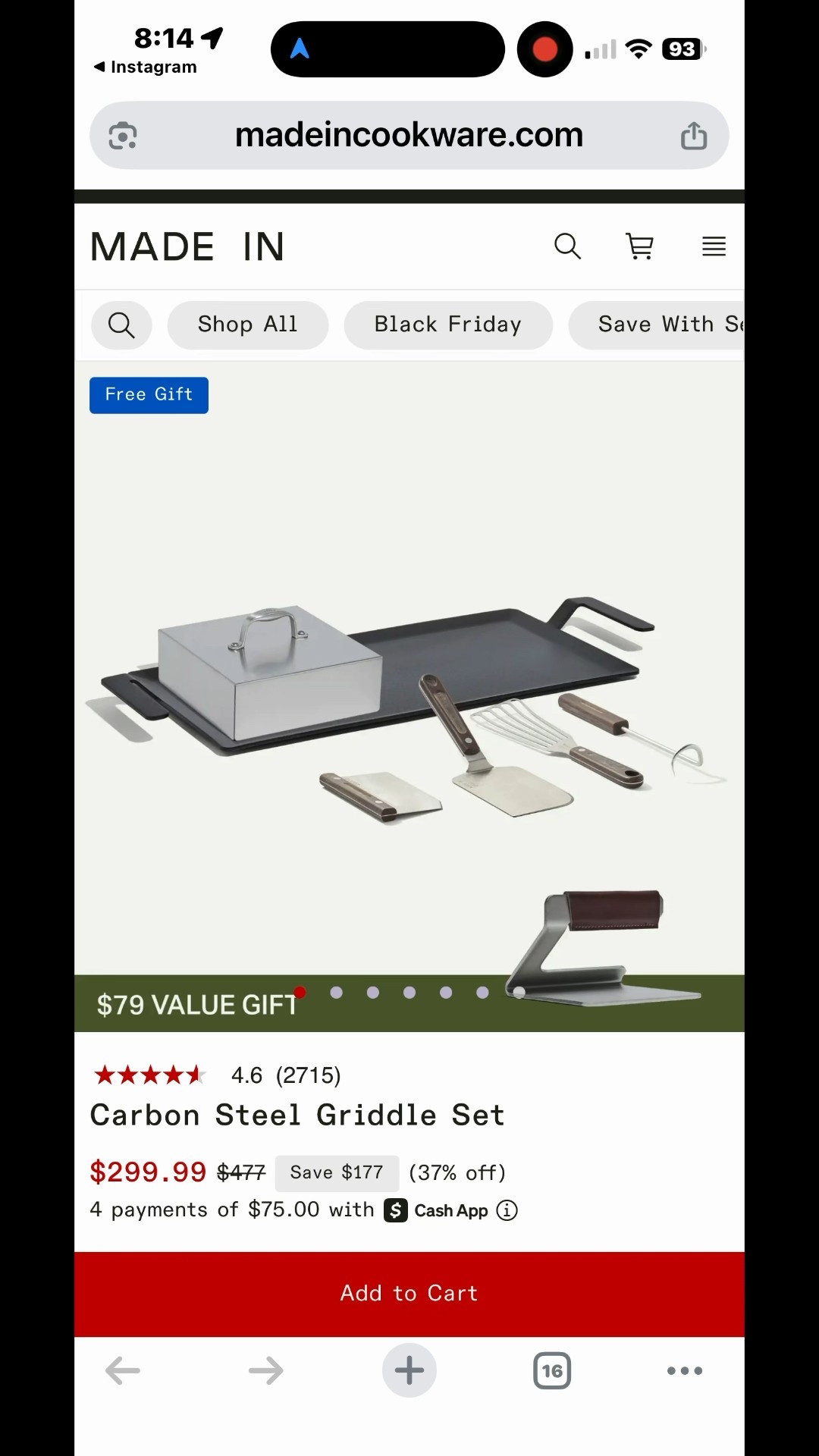 The only thing on my Christmas list 🤍 This carbon steel griddle set is basically every busy-mom dream come true — restaurant-level cooking at home, heats evenly, works on the stovetop or grill, and it’s on MAJOR sale right now.

If you’ve got a hard-to-shop-for husband, dad, brother… or you just want to treat yourself (hi, it’s me 👋🏼), this is SUCH a good gift idea.

✨ On sale for $299 (save $177!)
✨ Comes with the full set — press, spatulas & scraper
✨ Amazing reviews

Adding to my cart… and aggressively hinting to Michael 🤍

#LTKfoodie #LTKGiftGuide #LTKHoliday