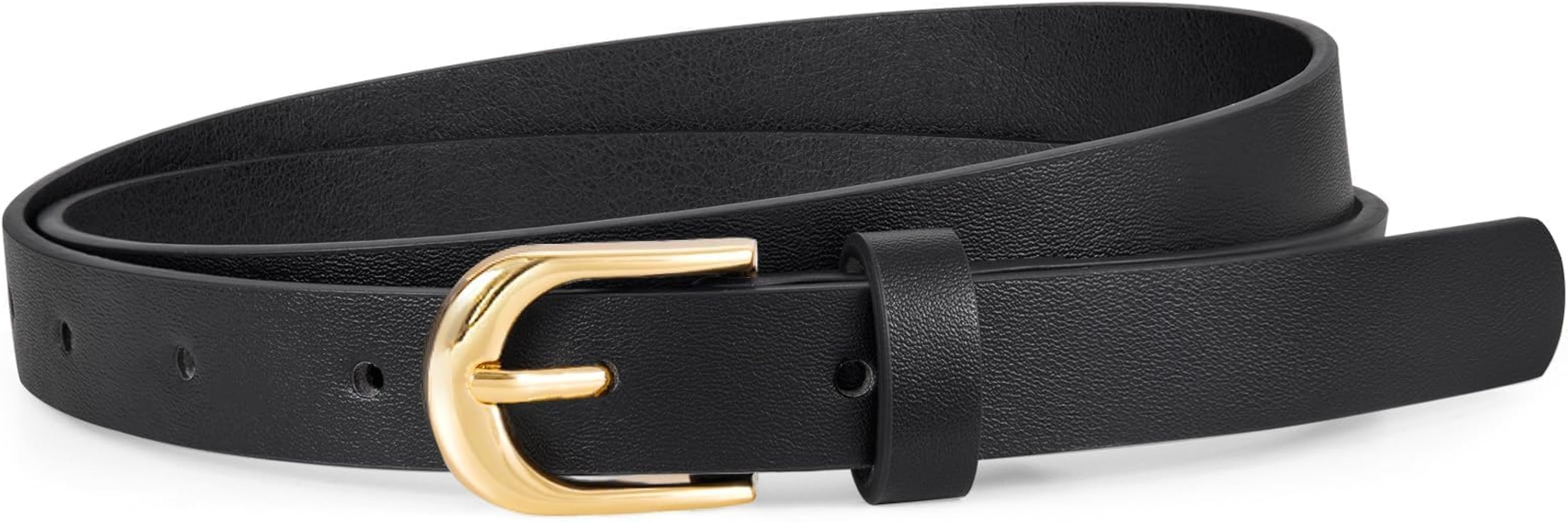 WHIPPY Women's Skinny Leather Belt for Jeans Dress Pants Fashion Ladies Thin Waist Belt with Gold... | Amazon (US)