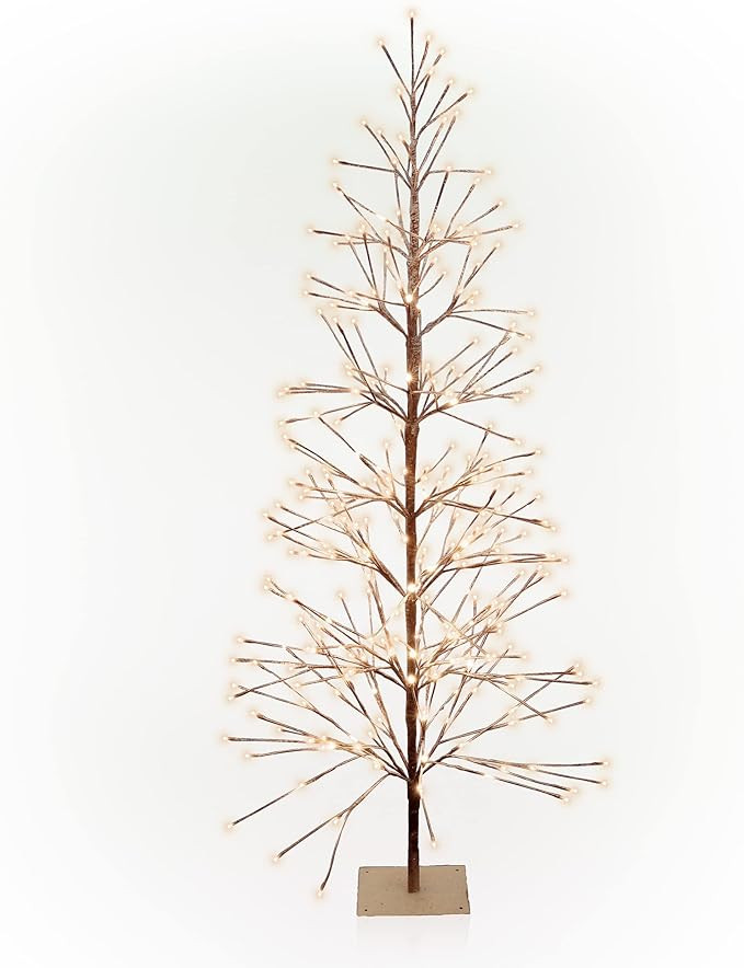 Alpine Corporation 71" H Indoor/Outdoor Artificial Flocked Christmas Tree with White LED Lights, ... | Amazon (US)