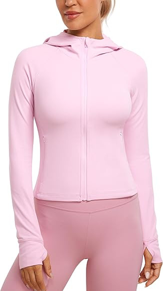 CRZ YOGA Womens Butterluxe Full Zip Workout Hoodie Jackets Slim Fit Hooded Athletic Yoga Lightwei... | Amazon (US)