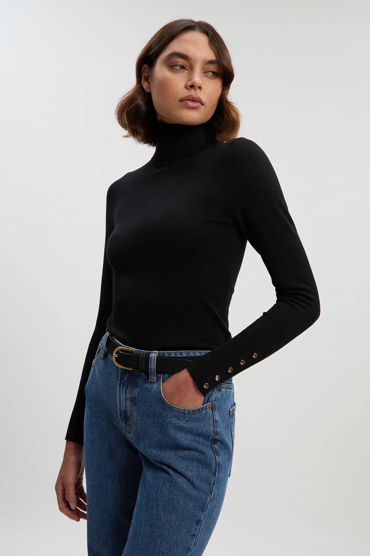 Viscose Blend Roll Neck Knit Jumper | Karen Millen UK + IE + DE + NL