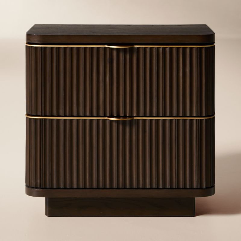 Davison 24" Fluted Dark Oak 2-Drawer Nightstand | CB2