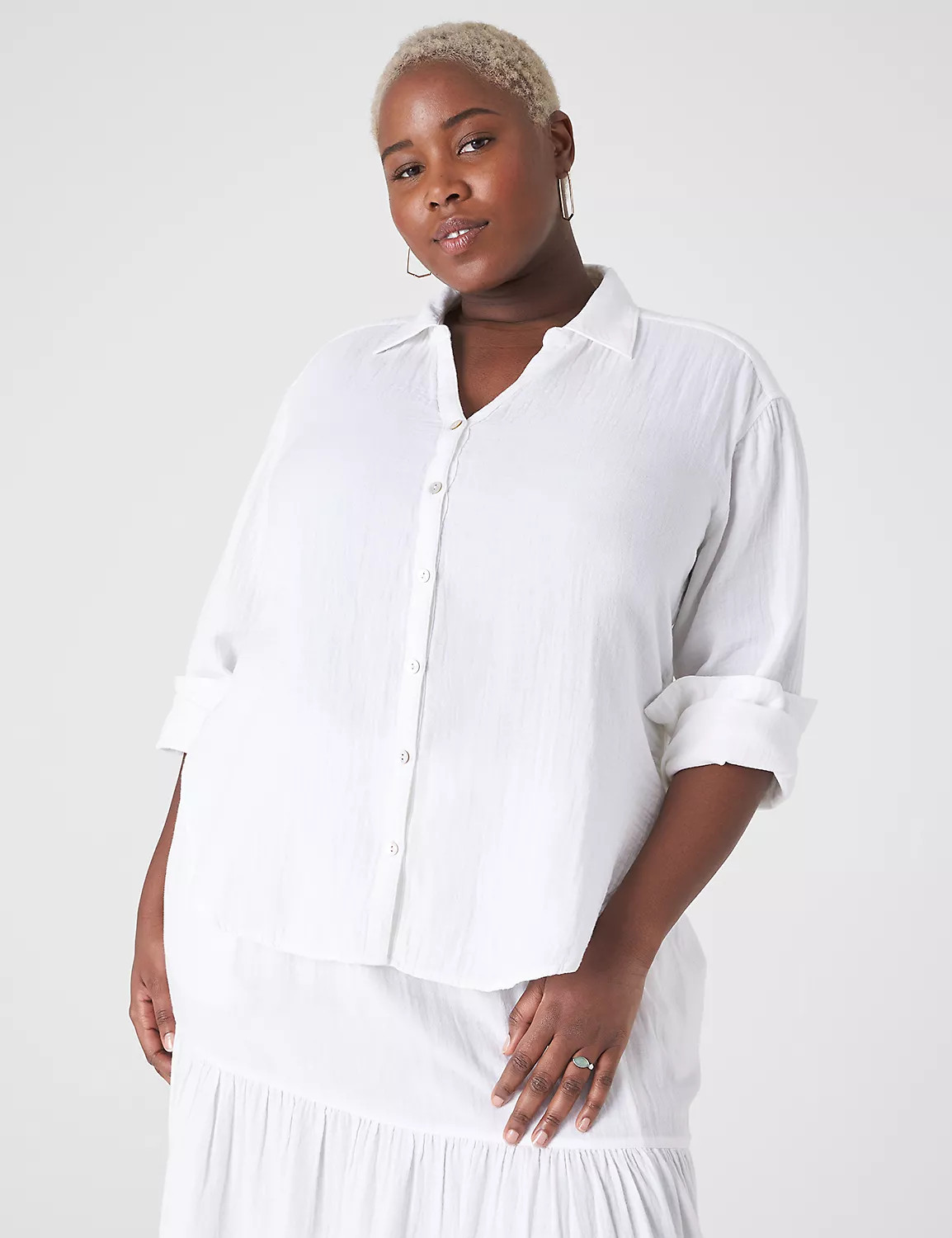 Classic Long Sleeve Button Down Bea | LaneBryant | Lane Bryant (US)