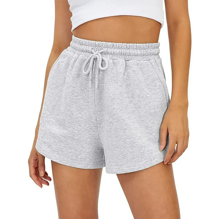 gakvbuo Sweatshorts for women High Waisted Athletic Shorts with Pockets Elastic Drawstring Comfy ... | Walmart (US)