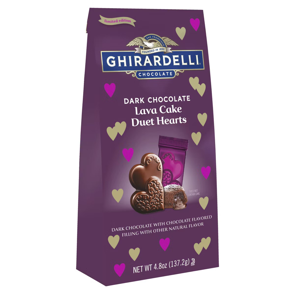 Ghirardelli Valentine's Dark Chocolate Lava Cake Duet Hearts Bag - 4.8oz | Target
