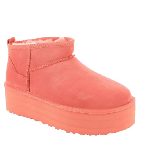 UGG Women's Classic Ultra Mini Platform Fashion Boot, Vibrant Coral, 11 | Amazon (US)