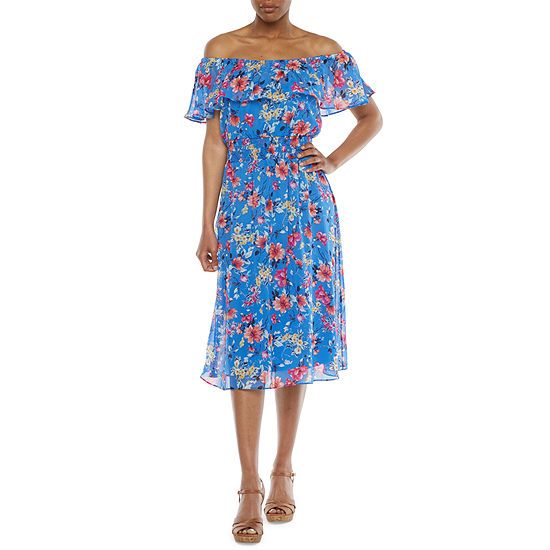 Studio 1 Off The Shoulder Floral Midi Fit & Flare Dress | JCPenney