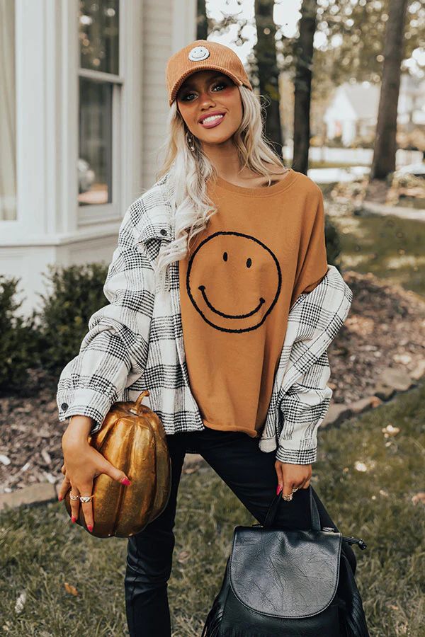 Kind Smile Sweatshirt In Camel | Impressions Online Boutique