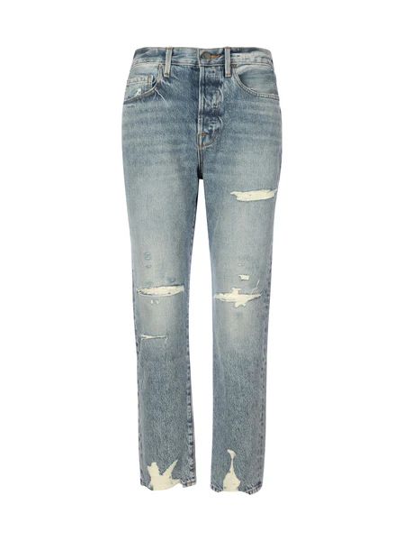 Frame High-Waist Distressed Cropped Jeans | Cettire Global