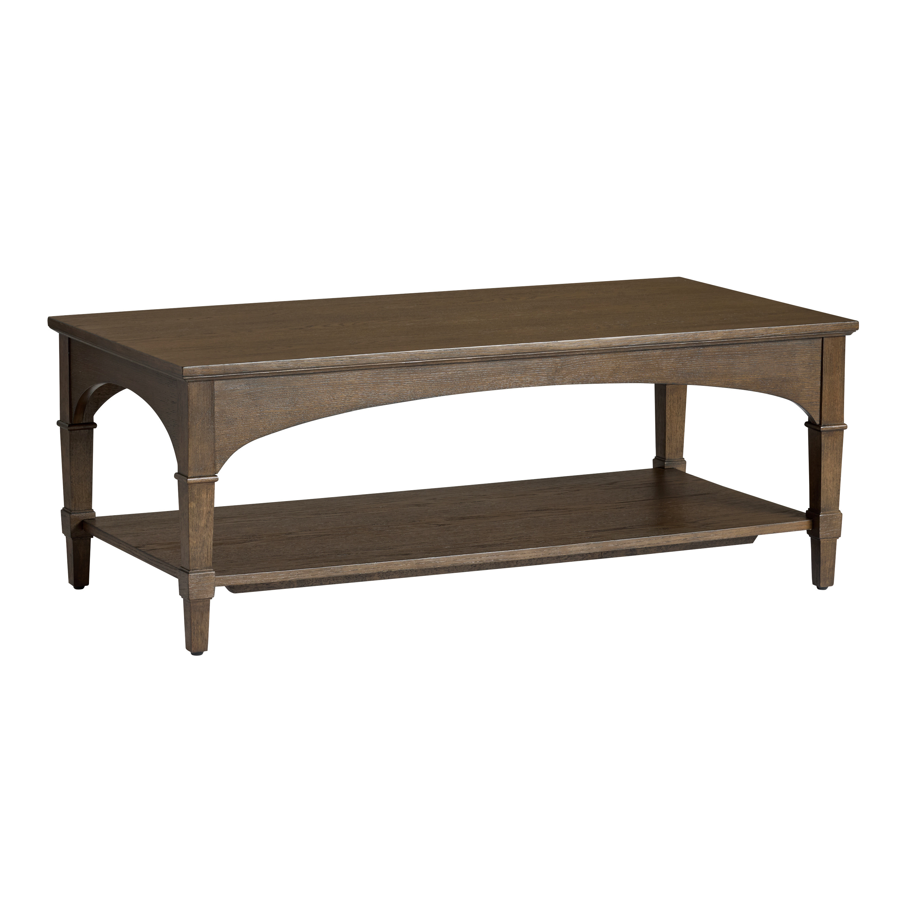 Butler Burnt Cocoa Wood Arch Coffee Table with Shelf | World Market