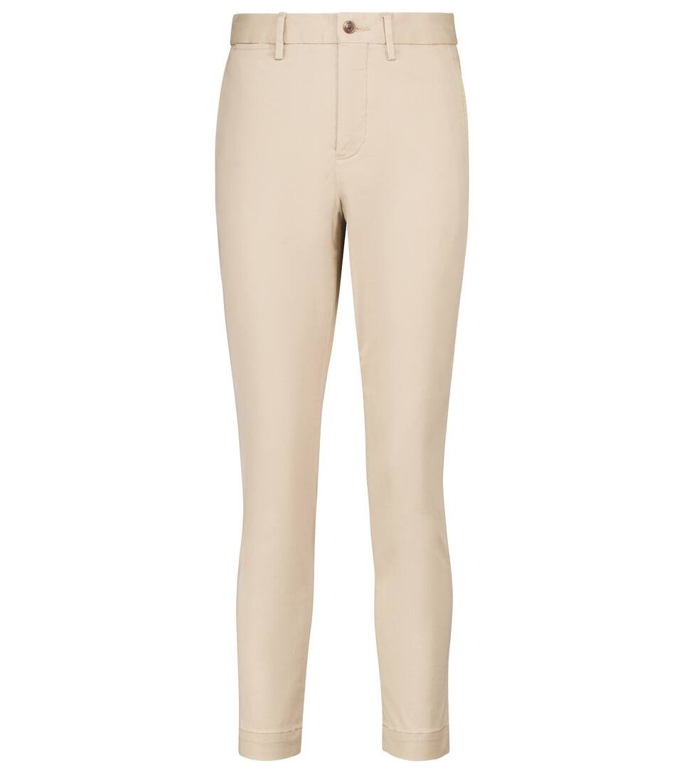 High-rise slim cotton-blend pants | Mytheresa (UK)