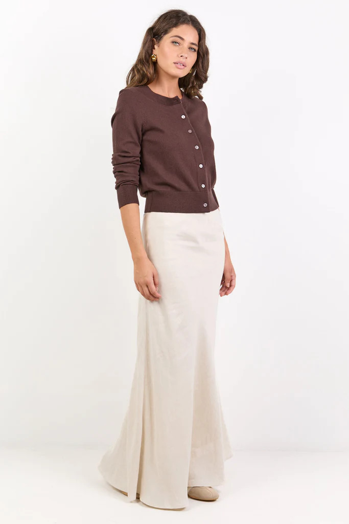 Lagos Natural Linen Blend Bias Maxi Skirt | Flo & Frankie