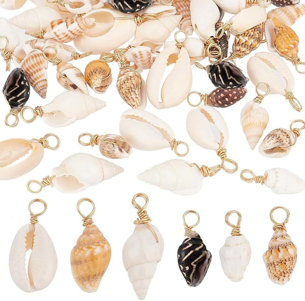 PH PandaHall Shell Pendants Spiral Seashells Craft Charms Cowrie Sea Shells Pendant Natural Shell... | Amazon (US)